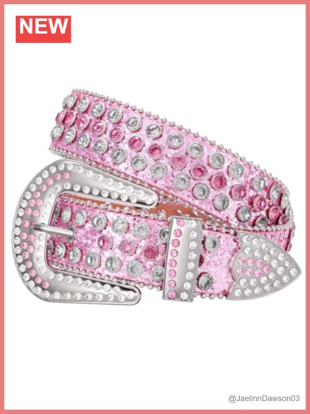 Rhinestone Studded PU Leather Western Belt Unisex Bling Cowgirl Cowboy